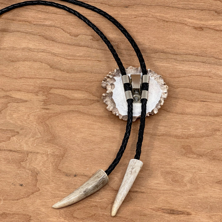 Designed Antler Bolo Tie—one of a kind western bolo tie made from real antler in Montana by 406 Antlery