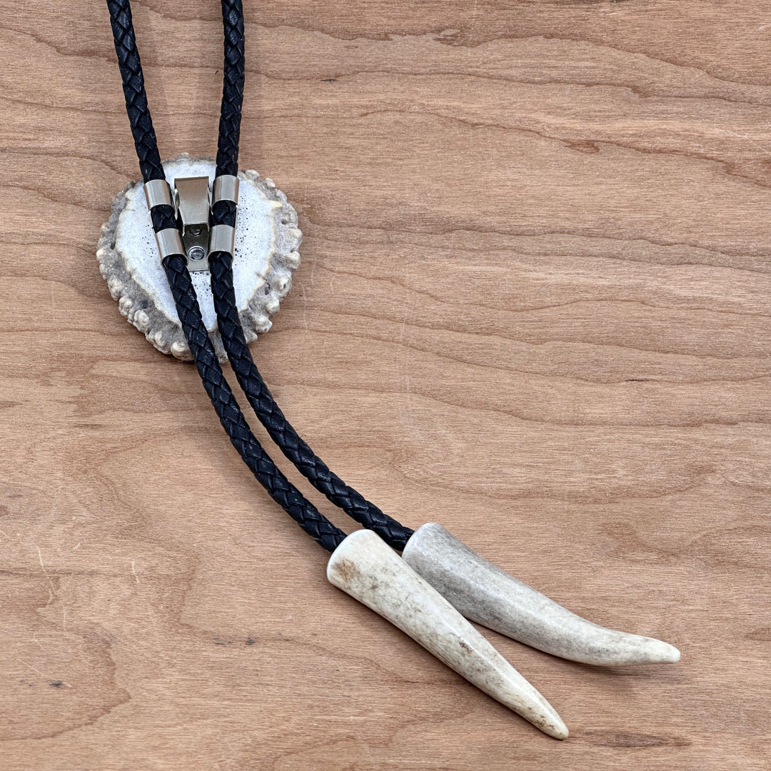 Plain Antler Bolo Tie—one of a kind western bolo tie made from real antler in Montana by 406 Antlery