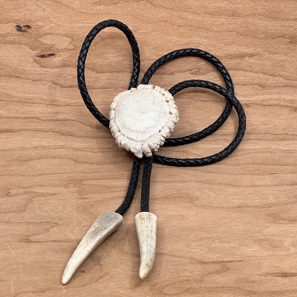 Plain Antler Bolo Tie—one of a kind western bolo tie made from real antler in Montana by 406 Antlery