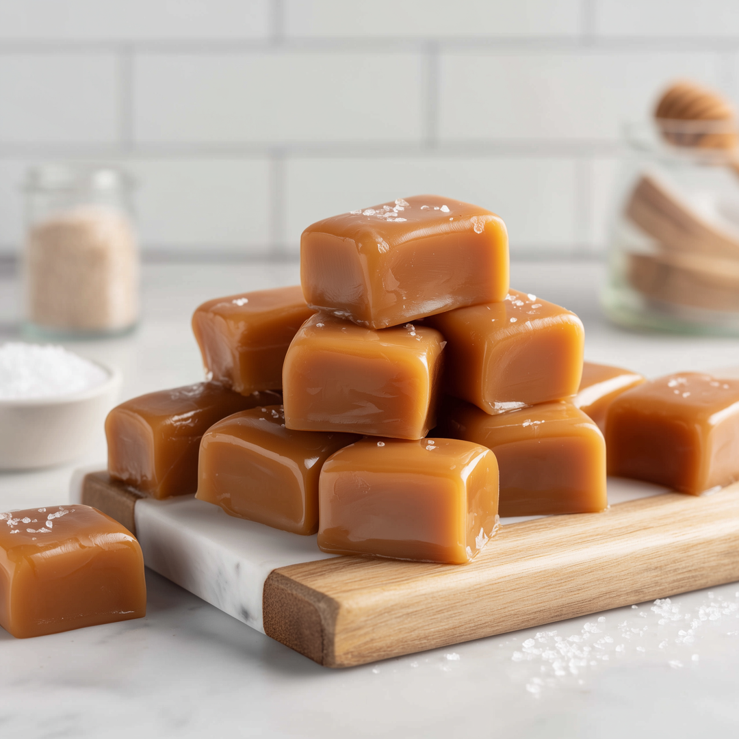 This pile of fresh caramels by Bequet Caramel in Bozeman feature sea salt and are a great gift.