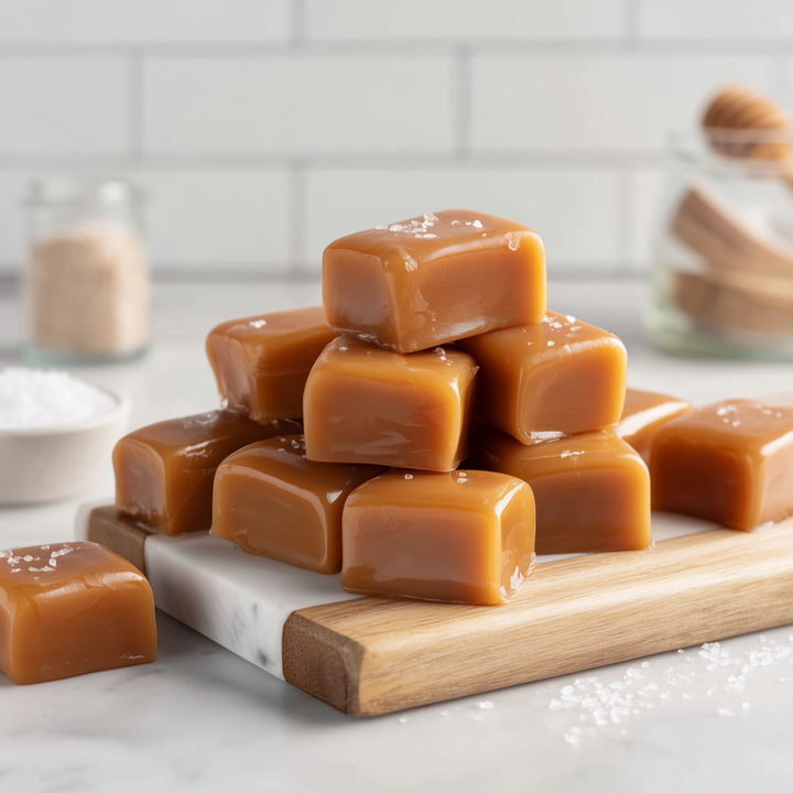 This pile of fresh caramels by Bequet Caramel in Bozeman feature sea salt and are a great gift.