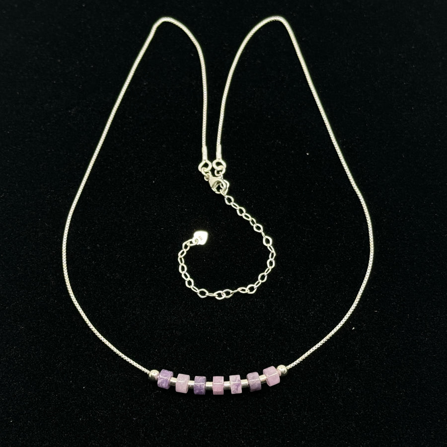 Bijou by Sam's Adjustable Sterling Silver Necklace with Amethyst, fine jewelry made in Montana