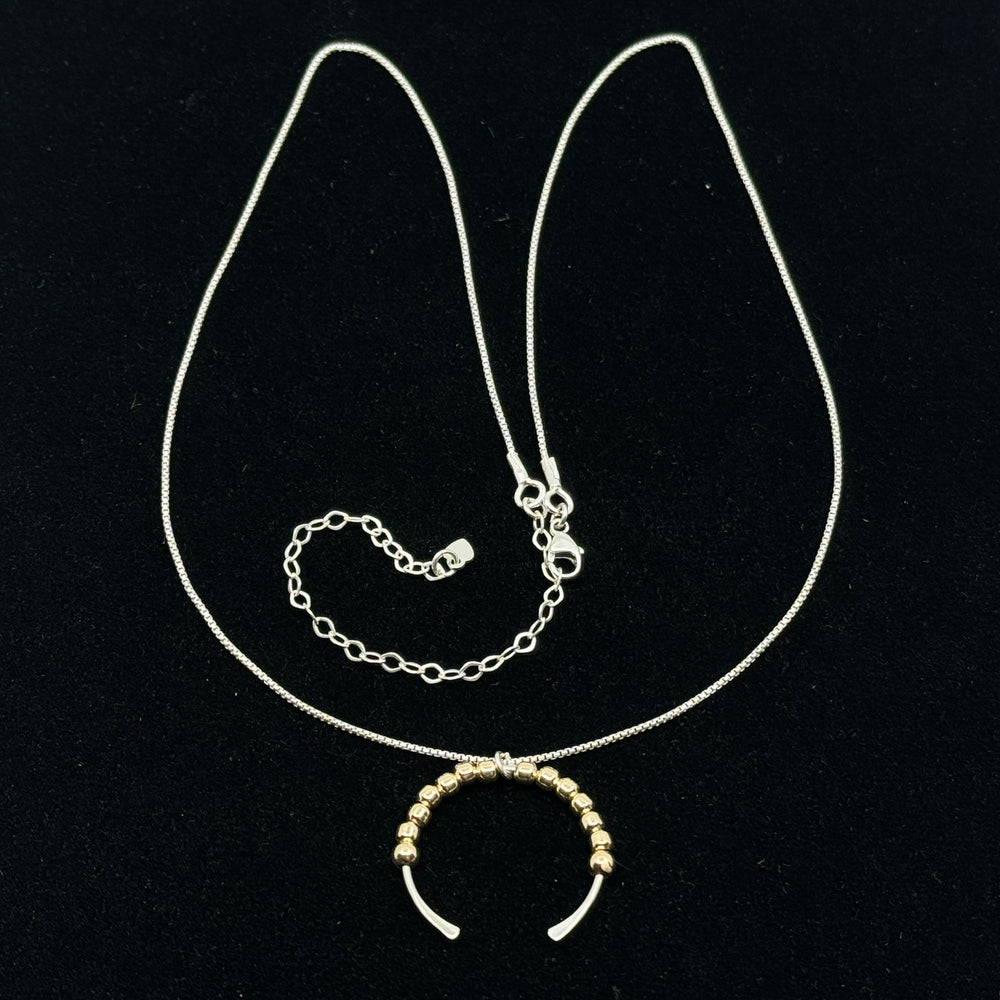 Bijou by Sam's Adjustable Sterling Silver Necklace with Gold Pendant, fine jewelry made in Montana