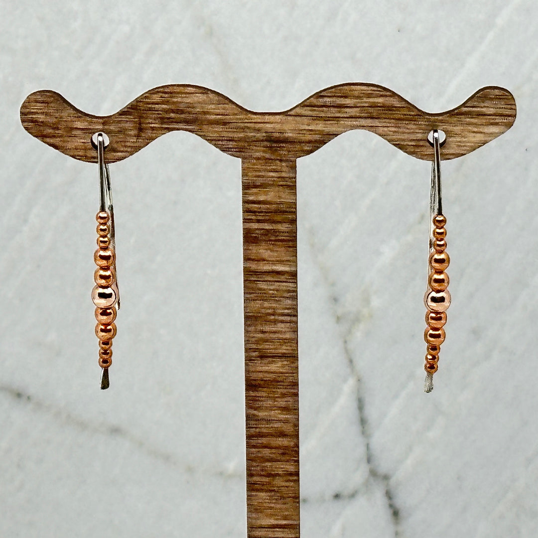 Pair of Bijou by Sam's Silver and Copper Threader Minimalist Earrings, fine jewelry made in Montana