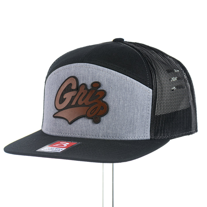 Black and gray trucker hat with 'Griz' logo on a white background