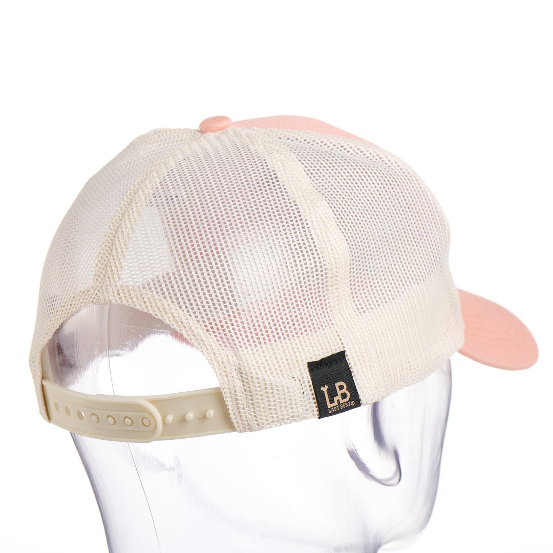 Cherry Wood & Bright Copper Bear Low Profile Peach Trucker Hat