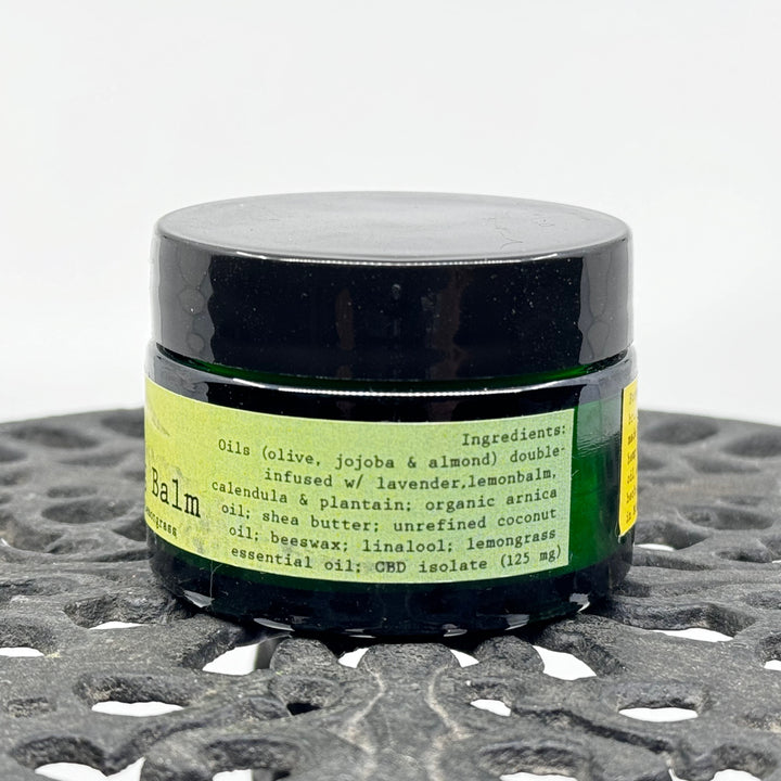 1 oz. jar of Dr. Smith Botanicals Arnica and Hemp Healing Balm (lemongrass), CBD and arnica healing balm handcrafted in small batches in Montana, USA