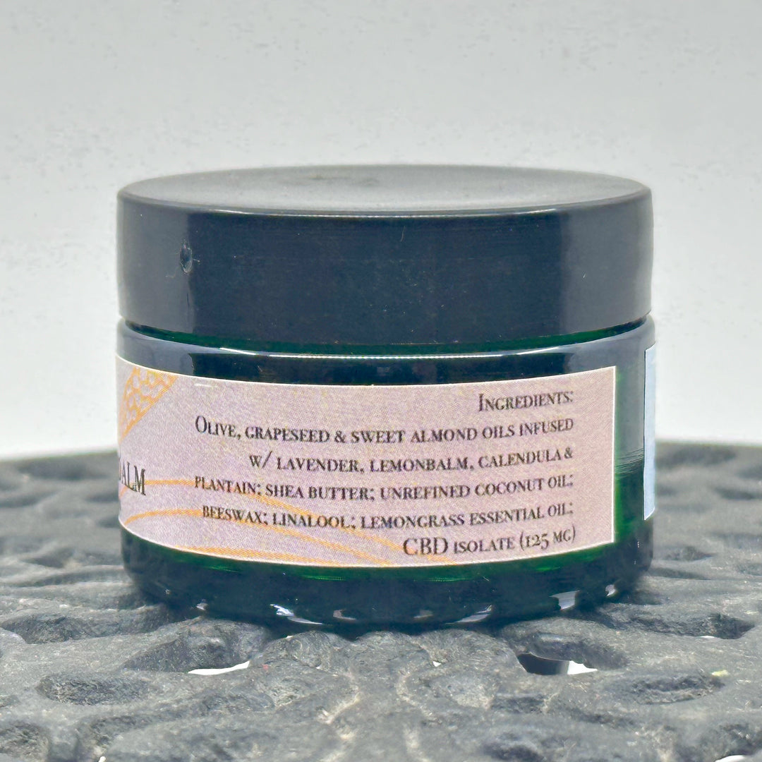 1 oz. jar of Dr. Smith Botanicals Lemongrass ReLeaf Hemp Healing Balm, CBD healing balm handcrafted in small batches in Montana, USA