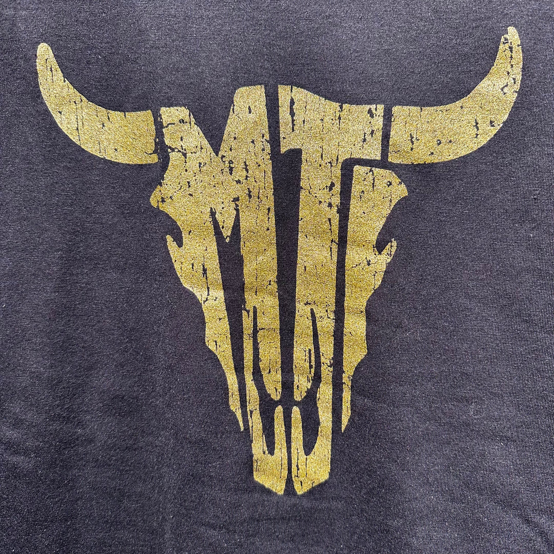 Black Tri-Blend  MT Steer Skull T-Shirt