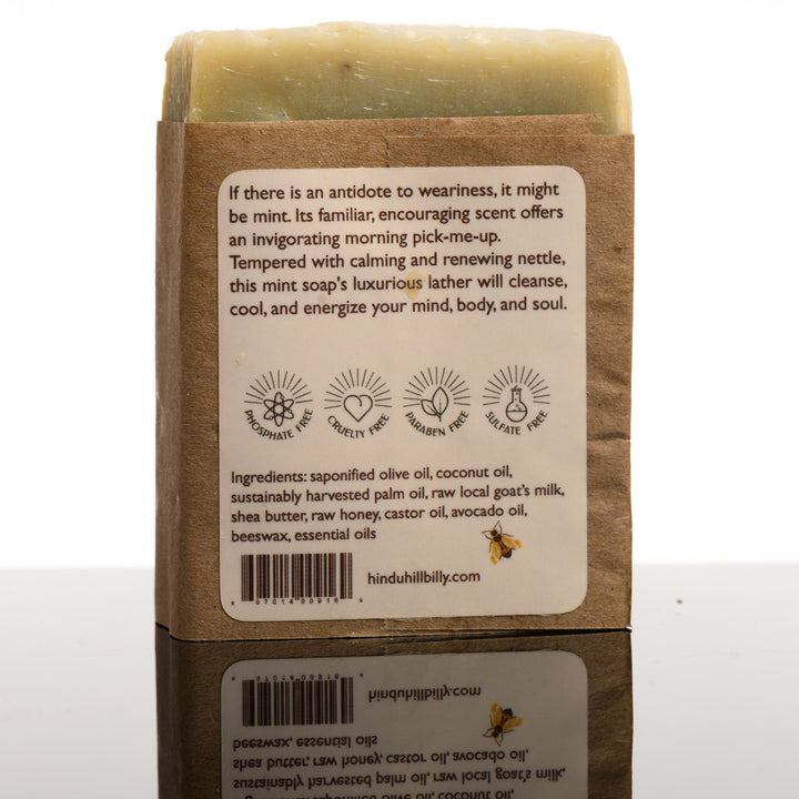4 oz. bar of Nettle & Mint scented Milk & Honey Soap, handmade in Montana, USA by Hindu Hillbilly
