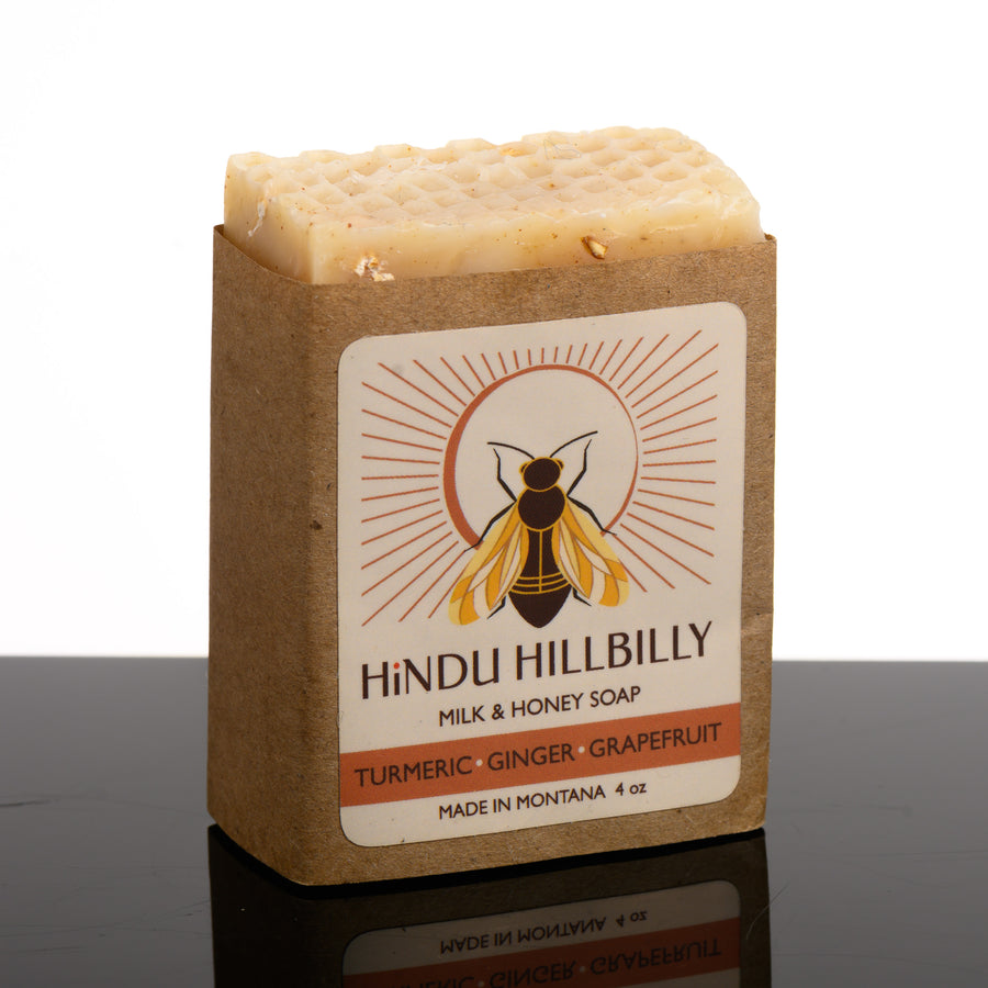 Turmeric Grapefruit and Ginger Milk and Honey Soap, handmade in Montana USA by Hindu Hillbilly