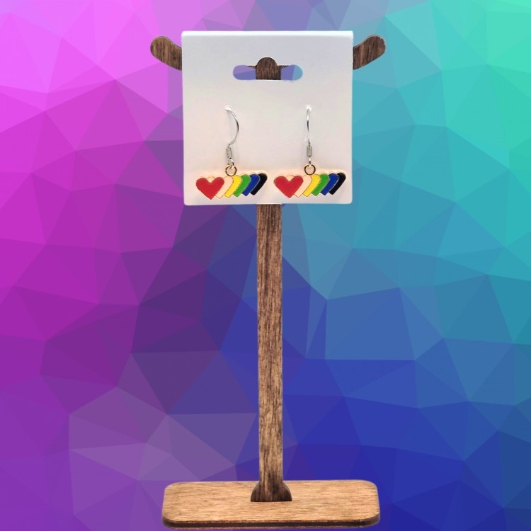 Horizontal Hearts Pride Earrings with Stainless Steel Wires