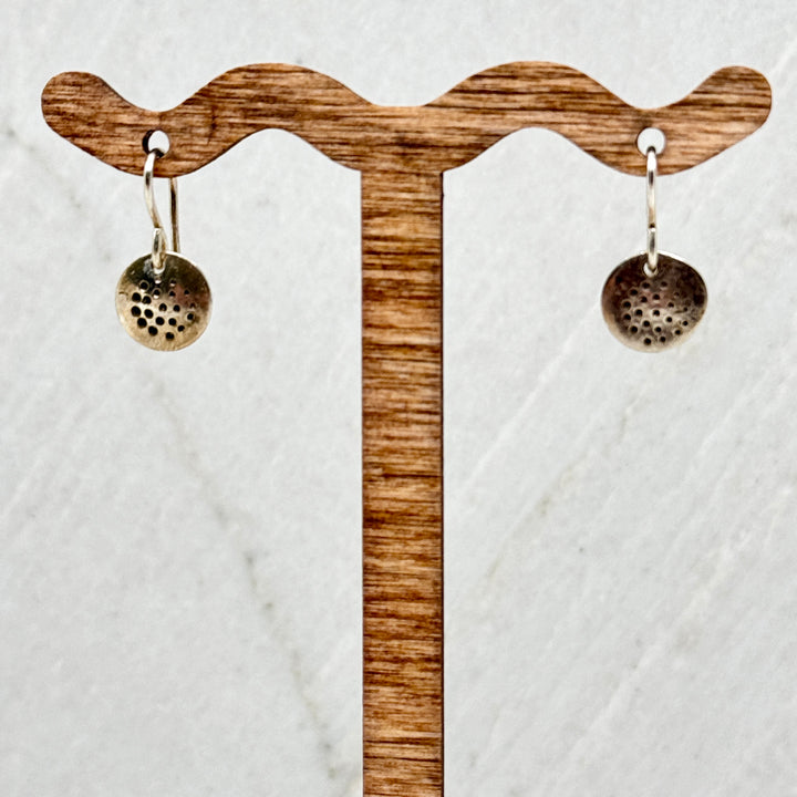 Pair of Patagonian Hands's Fine Silver (.999) Textured Earrings with Sterling Silver (.925) Wires