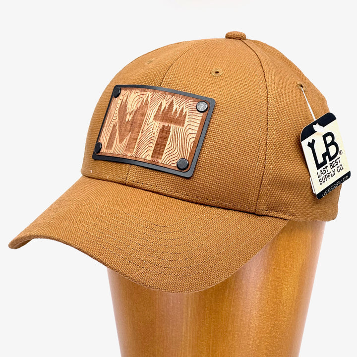 Montana Living Letter Alder Wood Plate Patch Cotton Canvas Baseball Hat