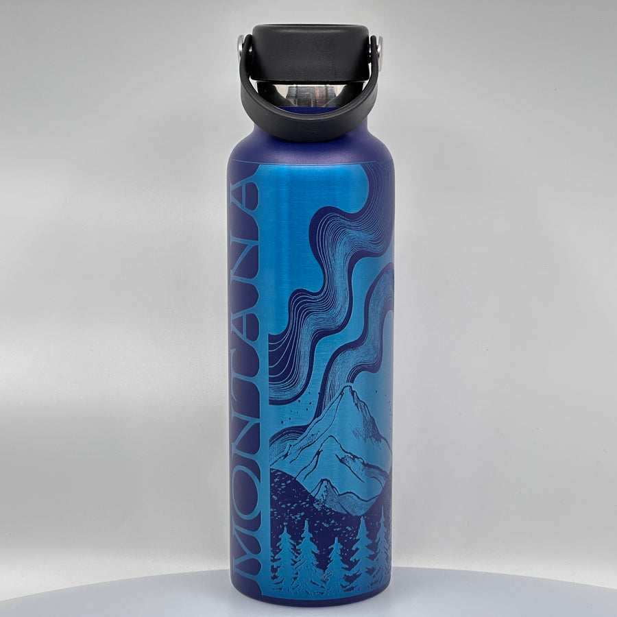 Blue Peak Creative Big Sky Dream Stainless Steel 20oz Powder Coated Navy Water Bottle with handled lid