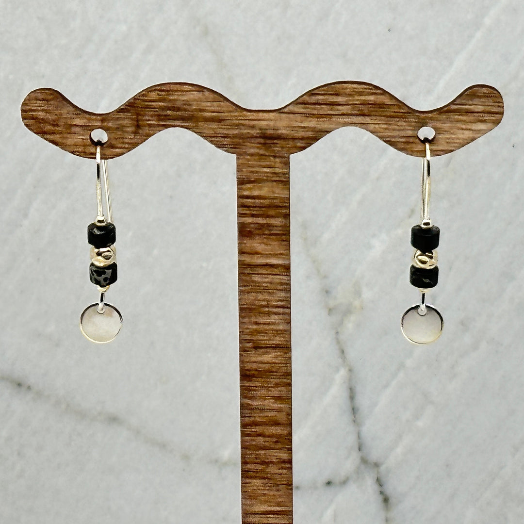 Pair of Bijou by Sam's Small Sterling Silver and Black Jasper Dangle Earrings