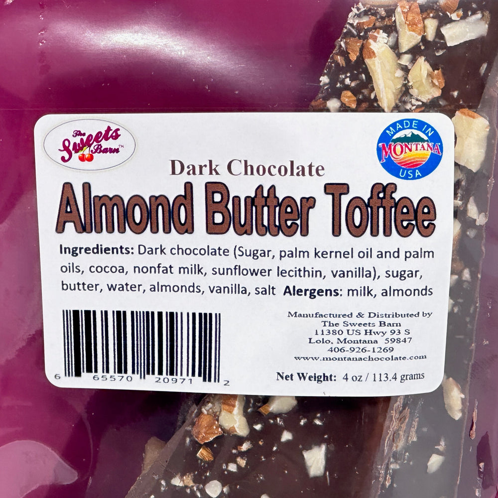 Lolo Sweets Barn Dark Chocolate Almond Butter Toffee - 4 oz of Montana made chocolate gift goodness