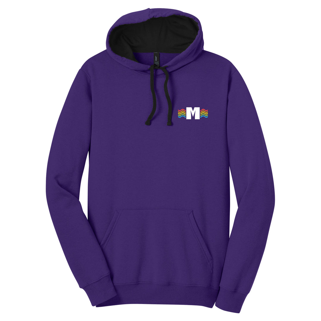 Missoula Pride 2025 Unisex Pullover Hoodie featuring the 2025 Missoula Pride design by local artist T.Lyle, designed and decorated in Missoula, MT, USA