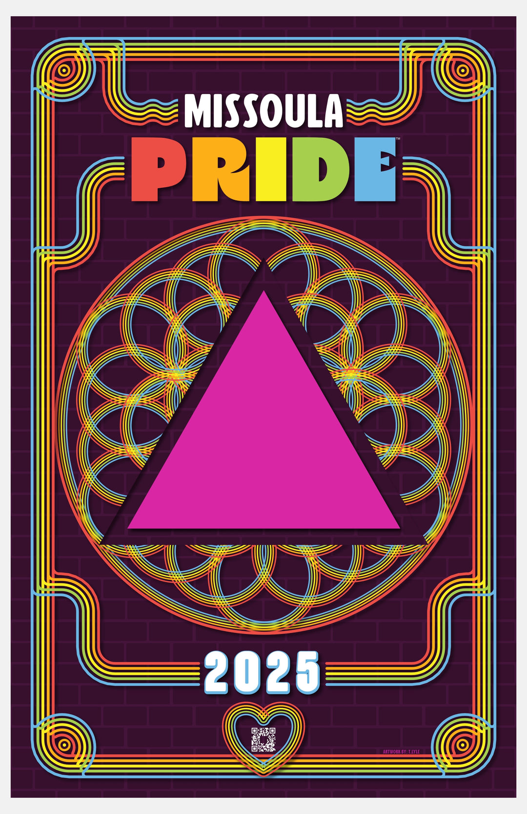 11x17 collectible poster featuring the 2025 Missoula Pride design, made in Missoula, Montana, USA as part of The Last Best Store's merchandise-based fundraising program.