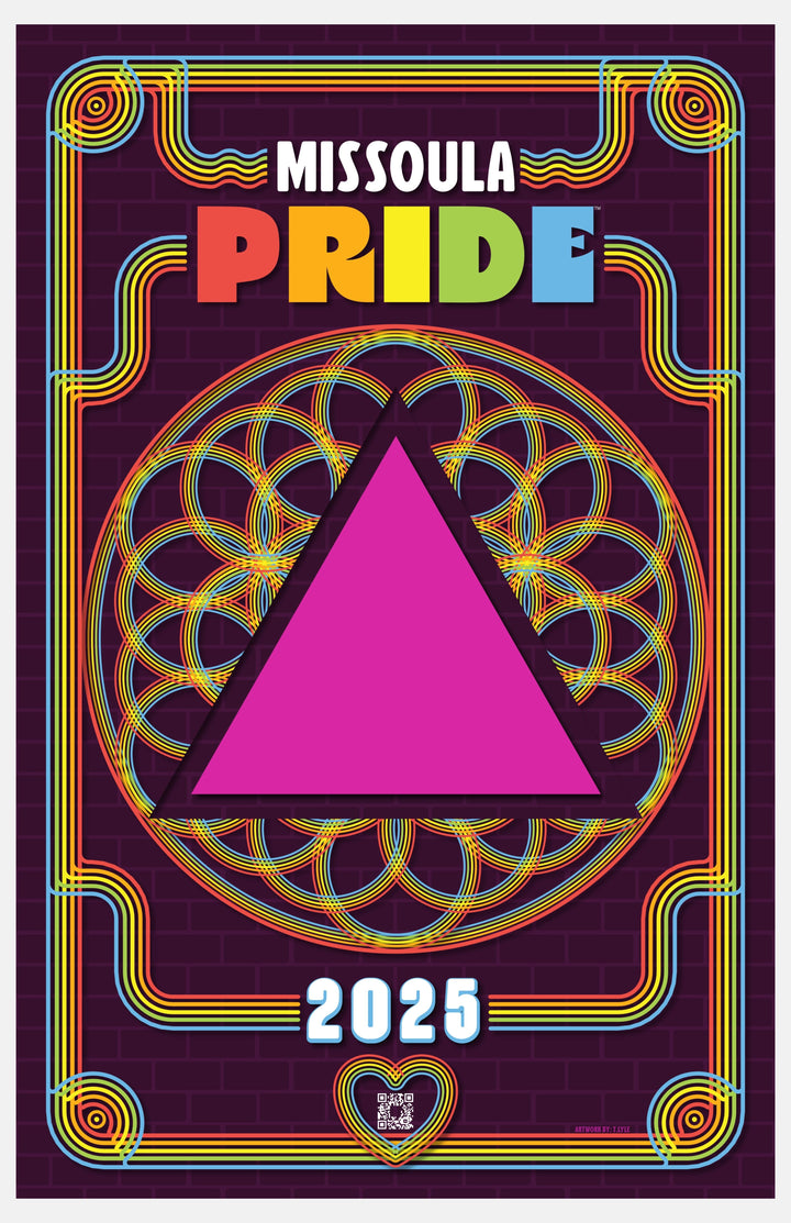 11x17 collectible poster featuring the 2025 Missoula Pride design, made in Missoula, Montana, USA as part of The Last Best Store's merchandise-based fundraising program.