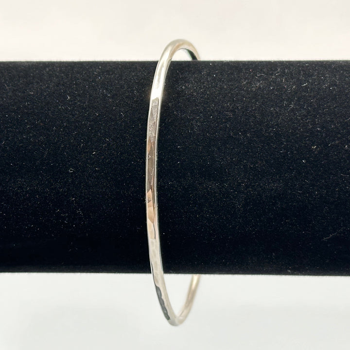 Sterling Silver .925 Skinny Cuff Bracelet by Patagonian Hands (partially hammered), fine jewelry made in Montana
