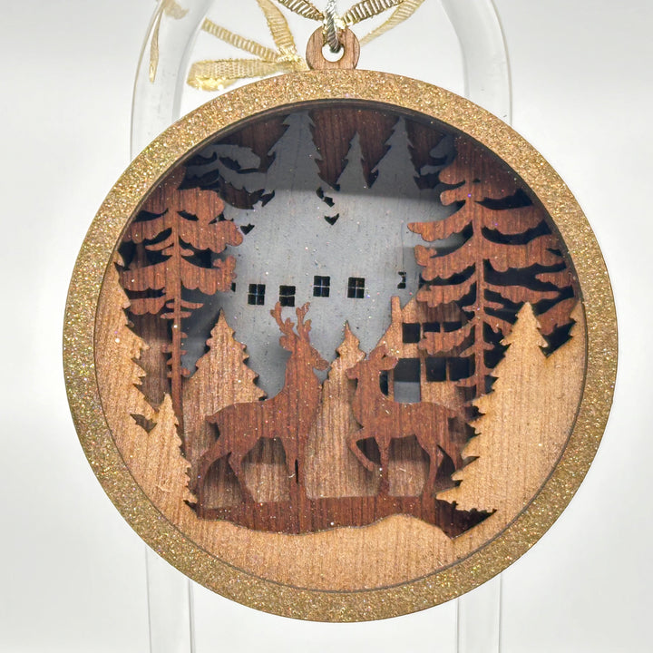 Assorted Wildlife 3D Layered Wood Ornament made in Montana by RJS Engraving & Design - layered wood art urban deer ornament