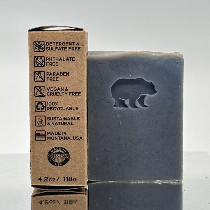 Bear Stamped Soap - Wild Mountain Huckleberry - handcrafted soap stamped with a bear made in Montana by Rock Creak Soaps