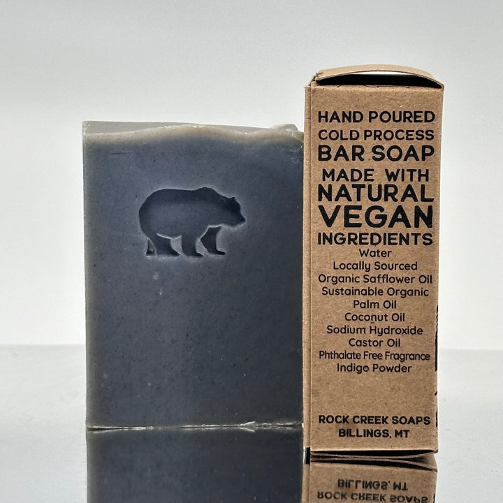 Bear Stamped Soap - Wild Mountain Huckleberry - handcrafted soap stamped with a bear made in Montana by Rock Creak Soaps
