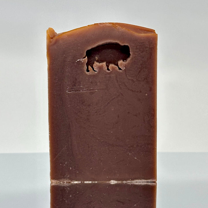 Bison Stamped Soap - Rustic Black Amber, Lavender, Vanilla and Musk - handcrafted soap stamped with a bison made in Montana by Rock Creak Soaps