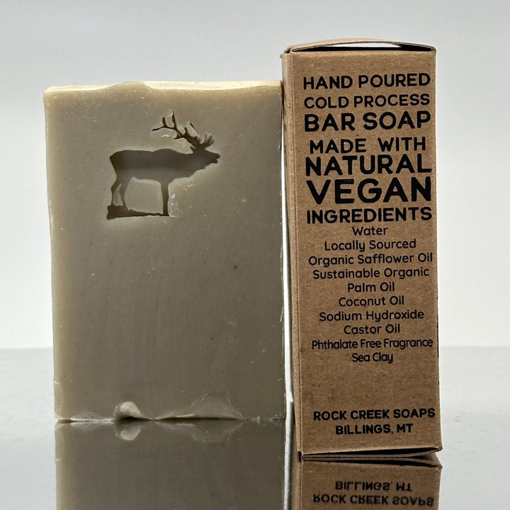 Elk Stamped Soap - Lavender, Sage, Moss, Fern and Musk - handcrafted bar soap made in Montana by Rock Creek Soaps