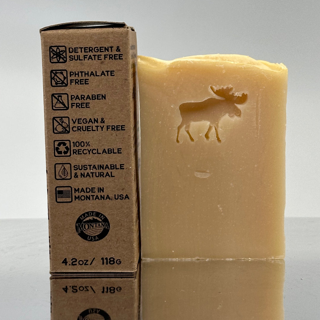 Moose Stamped Soap - Woodsy Balsam, Cedar Wood & Berry - handcrafted bar soap made in Montana by Rock Creek Soaps