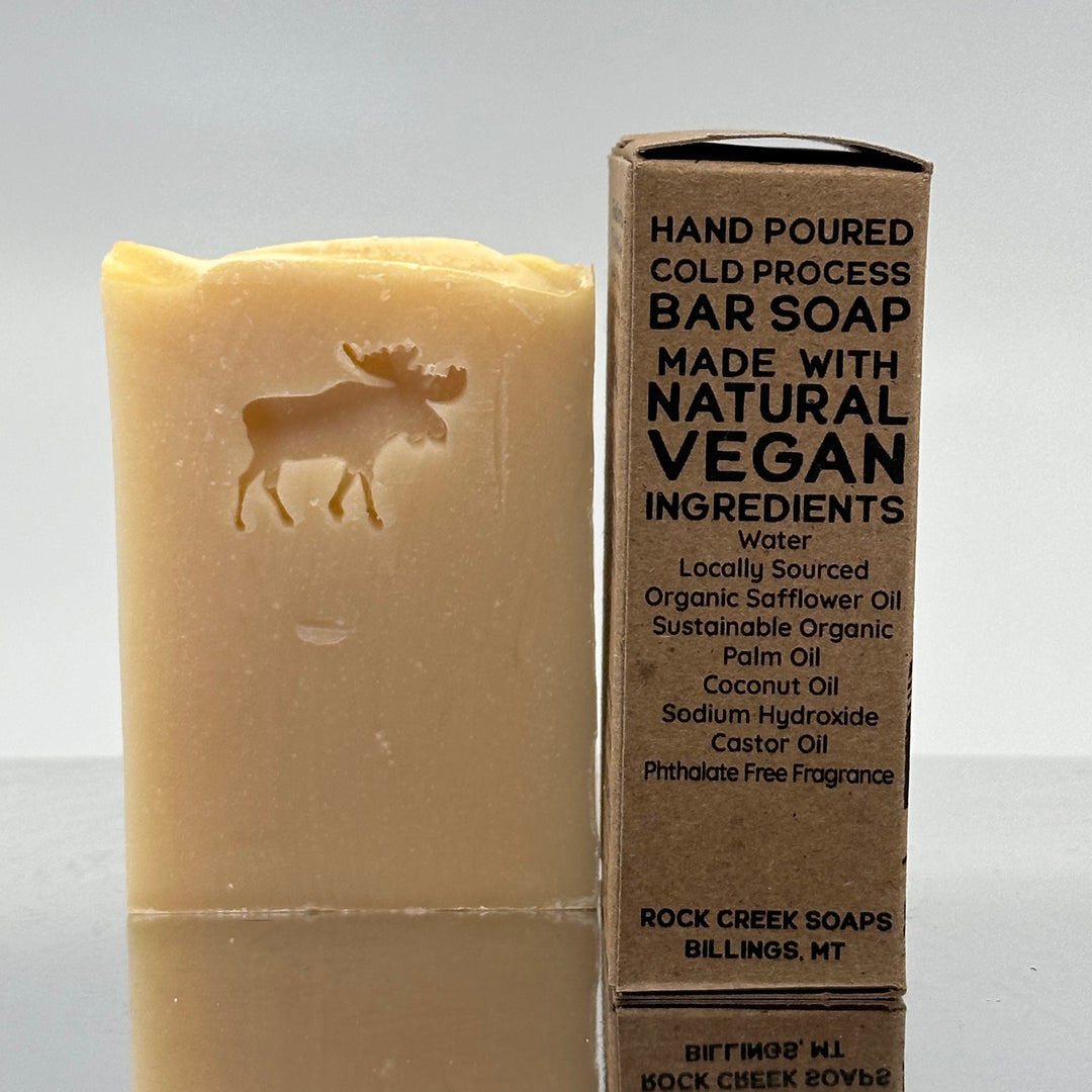 Moose Stamped Soap - Woodsy Balsam, Cedar Wood & Berry - handcrafted bar soap made in Montana by Rock Creek Soaps