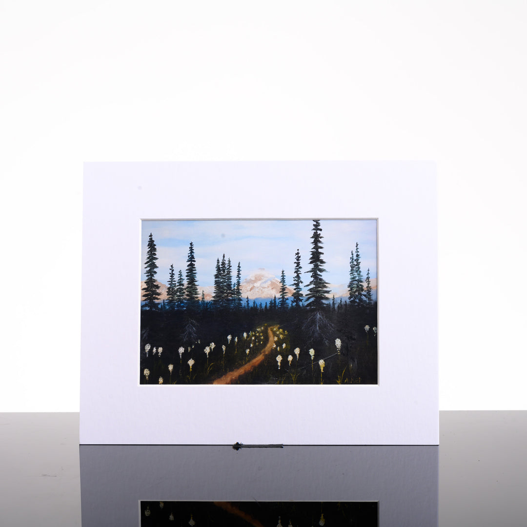 Heaven's Peak Matted Print, by Stark Mountain Studio - 5x7 print of a Bobbe Almer watercolor painting in a 8x10 mat--a perfect Montana-made gift for art lovers