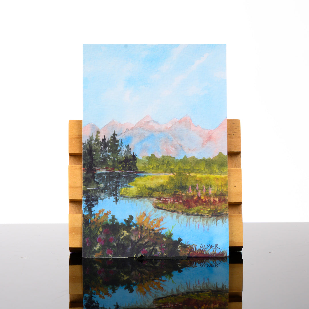 Summer Reflections Postcard, by Stark Mountain Studio - 5x7 postcard of a Bobbe Almer watercolor painting