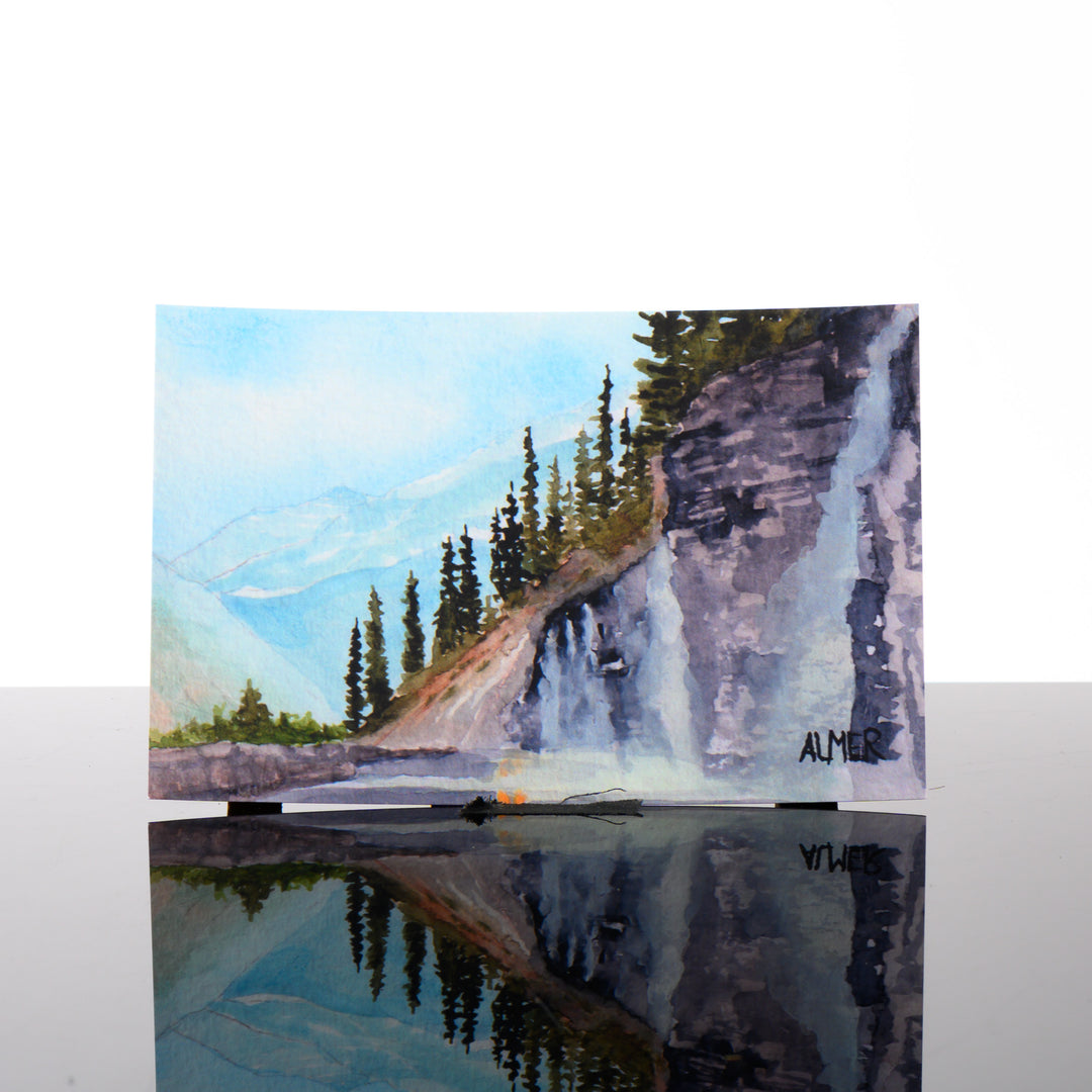 Weeping Wall Postcard, by Stark Mountain Studio - 5x7 postcard of a Bobbe Almer watercolor painting