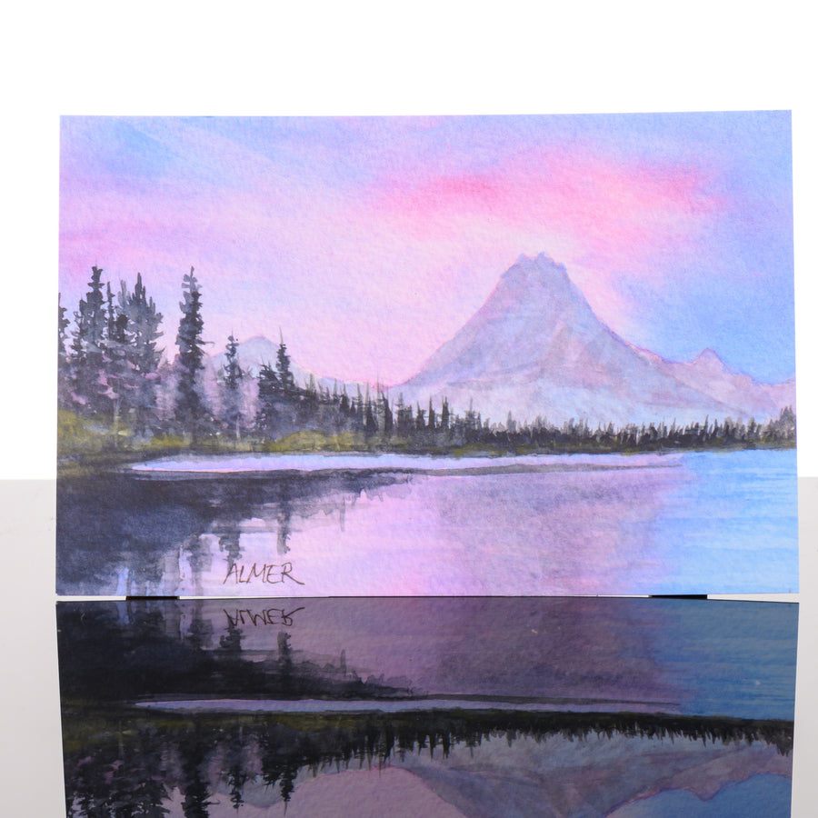 Two Medicine Winter Postcard, by Stark Mountain Studio - 5x7 postcard of a Bobbe Almer watercolor painting