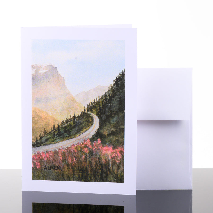 Golden Hour Greeting Card, by Stark Mountain Studio - 5x7 blank greeting card of a Bobbe Almer watercolor painting with envelope, made in Montana, USA.