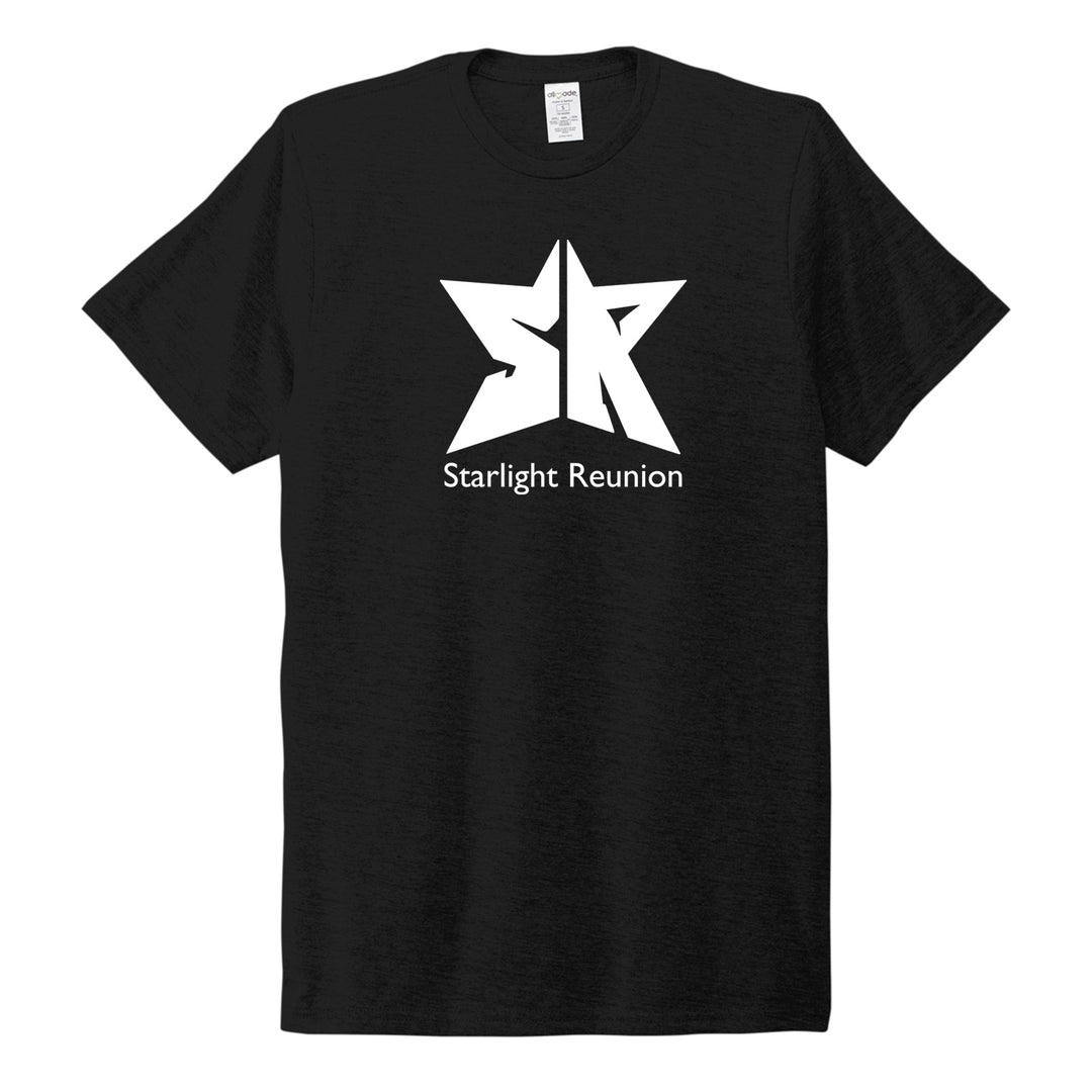 Black classic eco-friendly tee, featuring the Starlight Reunion split SR star logo, made in Montana, USA by The Last Best Co.