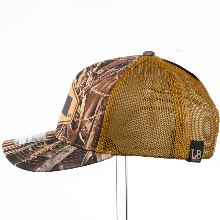 Montana Cherrywood Flexwood Patch on Real Tree Camo Richardson hat