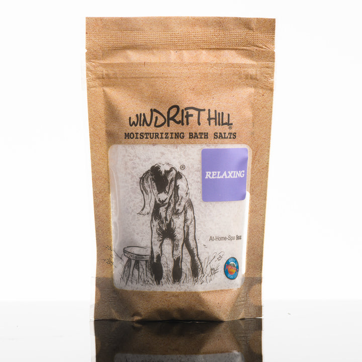 A 5 ounce package of Windrift Hill's Montana made relaxing scented luxury bath salts.