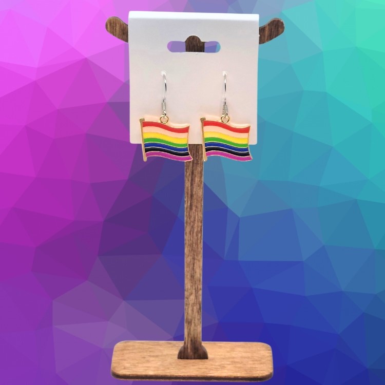 Waving Flag Earrings with Stainless Steel Wires