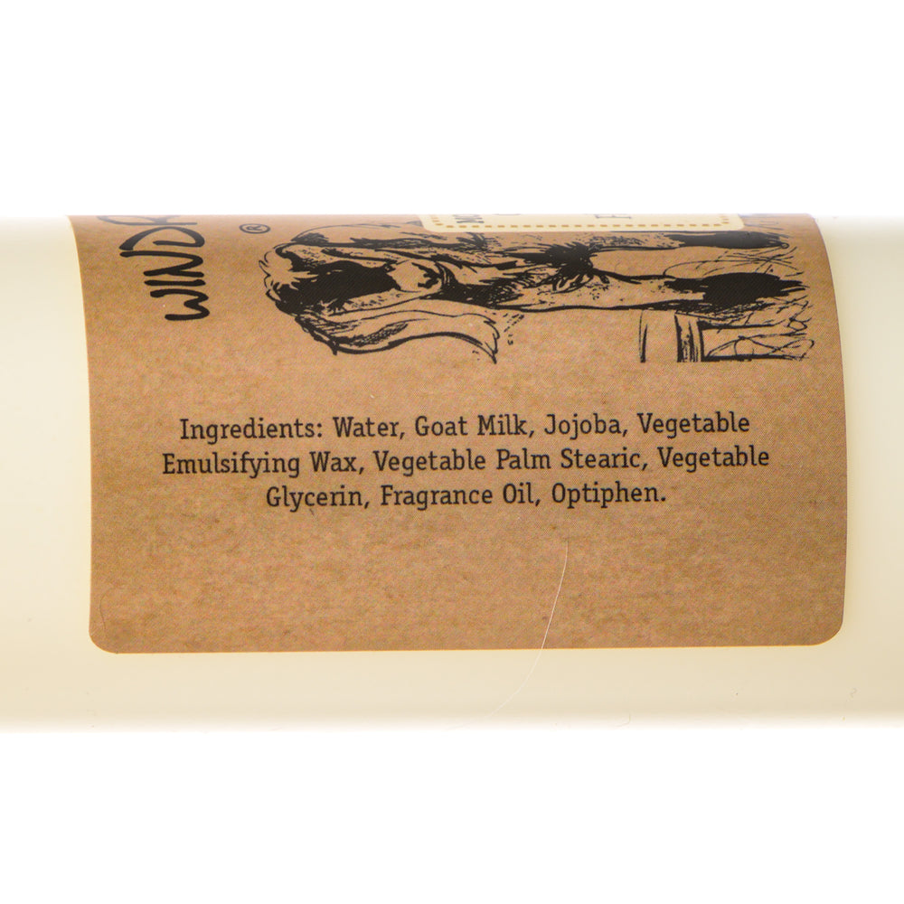 8 oz. bottle of Windrift Hill's Flathead Cherry Moisturizing Goat Milk Lotion, goat’s milk body lotion handmade in Montana, USA