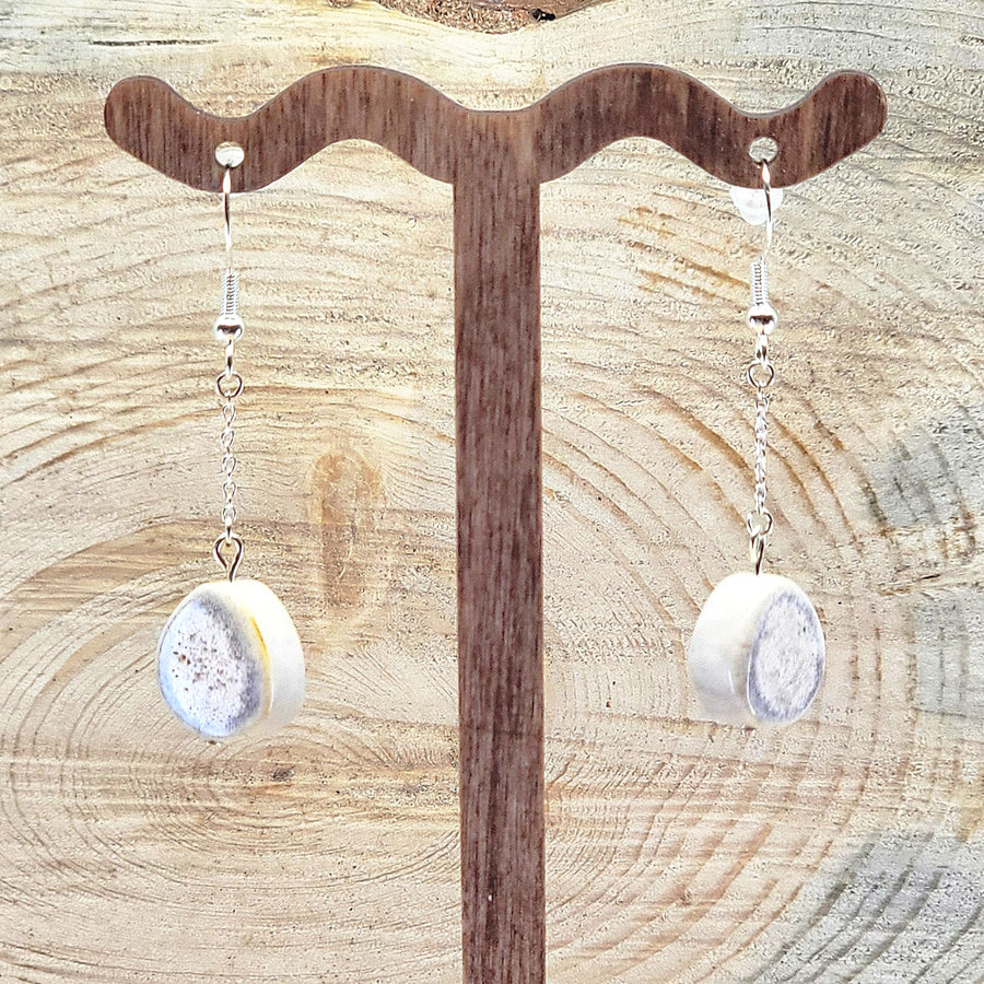 Real Antler Single Drop Antler Earrings—unique natural earrings made from real antler in Montana by 406 Antlery