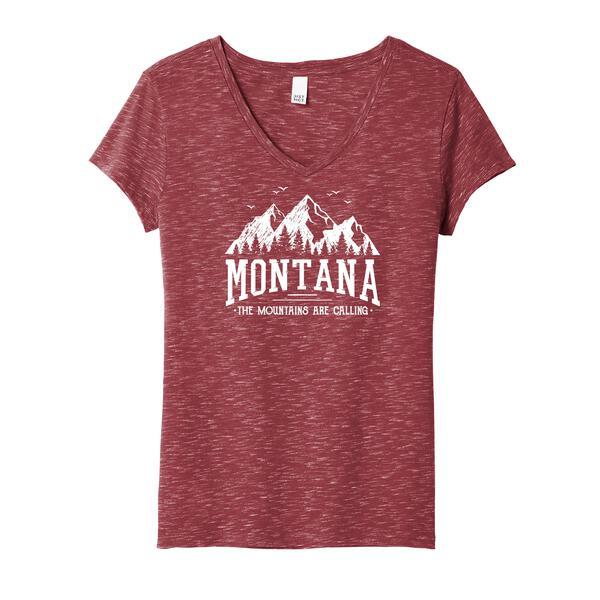 Montana, The Mountains are Calling Cardinal V-Neck T-Shirt