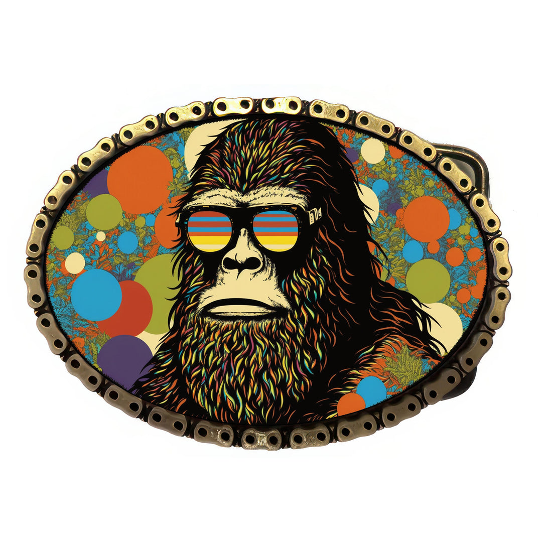 Polkadot Bigfoot Trip Antique Brass Chain Belt Buckle