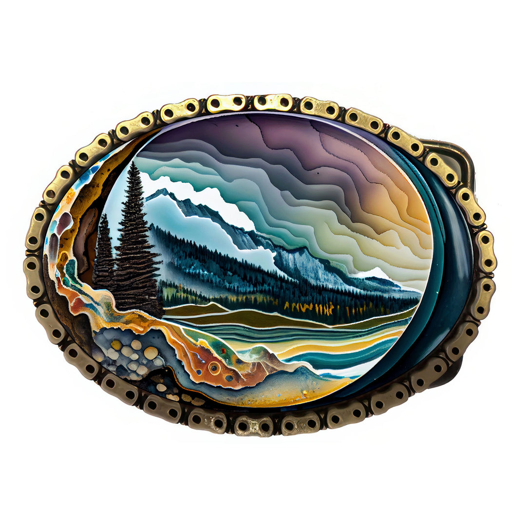 Agate Valley Antique Brass Chain Belt Buckle