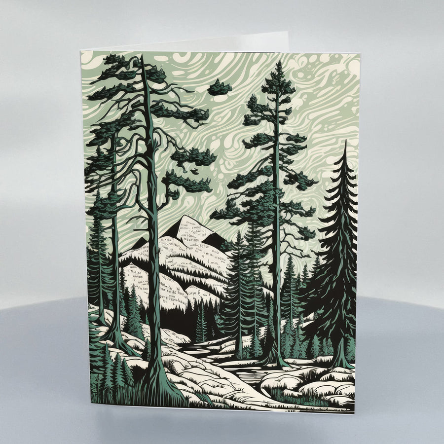 Wavy Forest 5x7 Greeting Card with Envelope by Blue Peak Creative Montana, designed and printed in Missoula, Montana, USA; blank on the inside, printed on high-quality card stock, and paired with an envelope