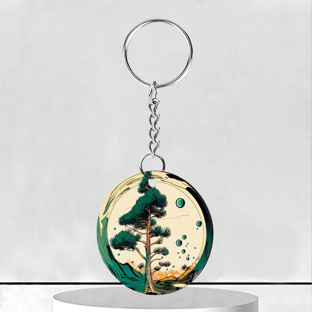 Cartoon ponderosa Swirl Circle Keychain
