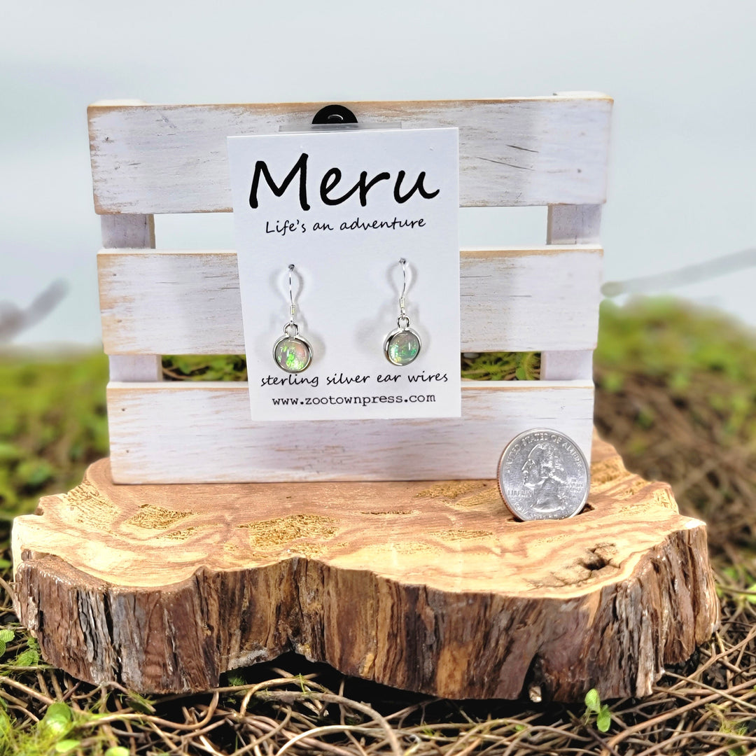 Crystal Green Synthetic Opal Earrings