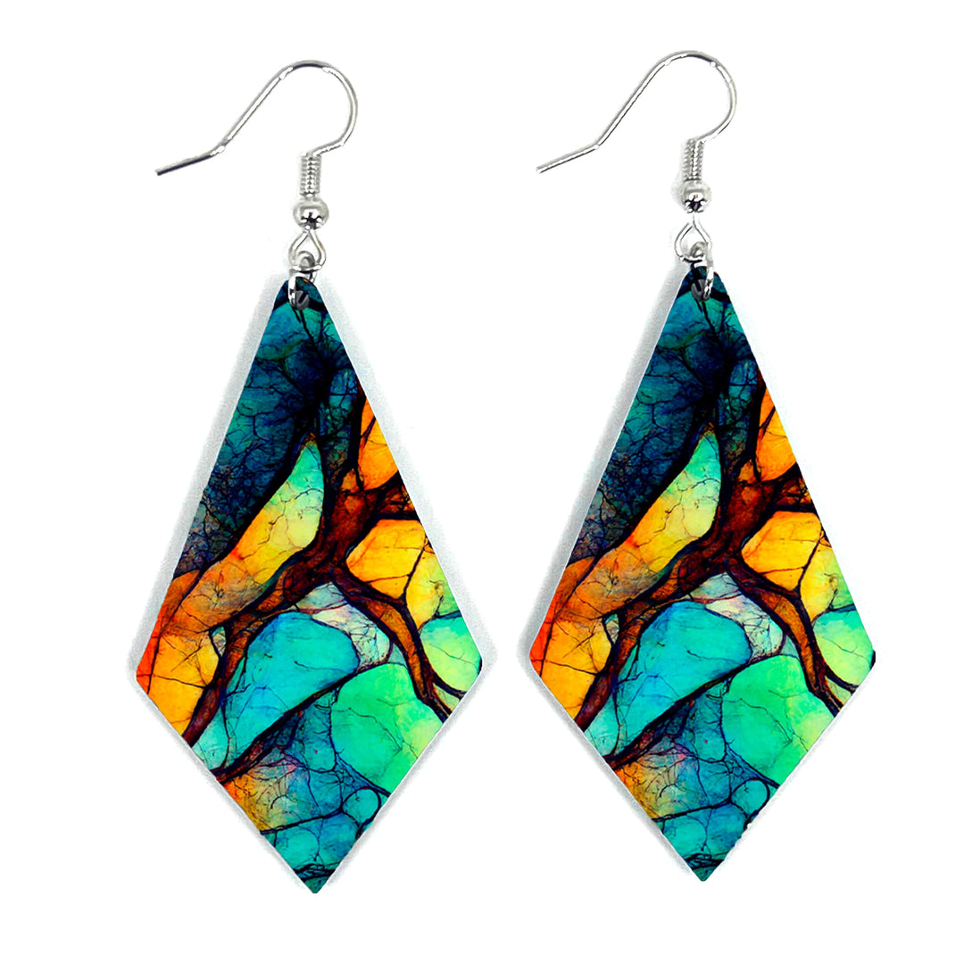 Rainbow Agate Diamond Earring